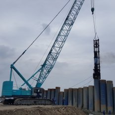 Pile Driving Works using Diesel Hammer